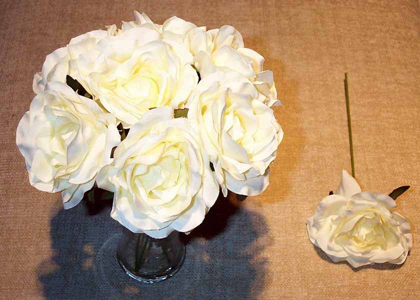 7 Cream Luxury Silk Open Roses