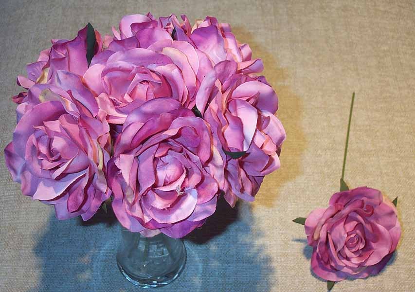 7 Lavender Luxury Silk Open Roses