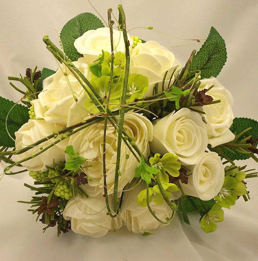 Ivory Mixed Rose & Twigs Posy Bouquet