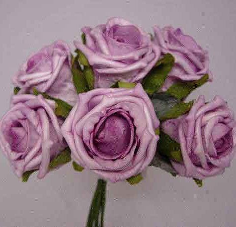 6 Luxury Lilac / Lavender Medium Roses