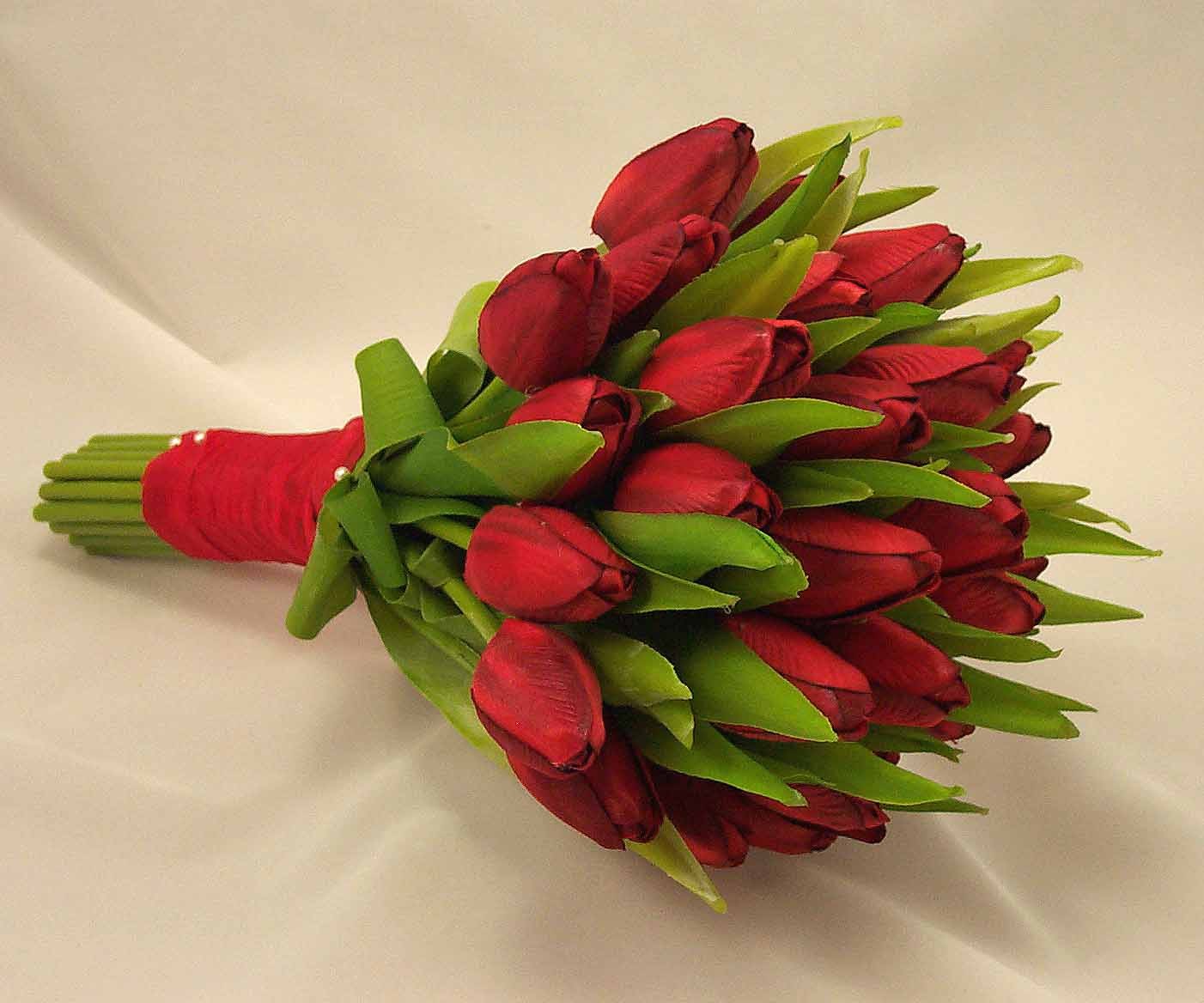 Red Tulip Bridal Posy Bouquet