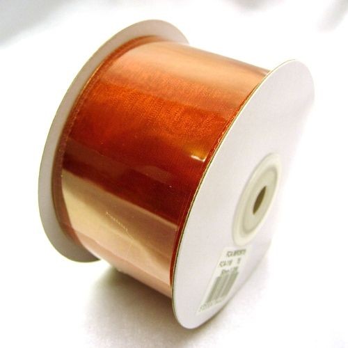 Terracotta Ribbon Wired Organza 75mm