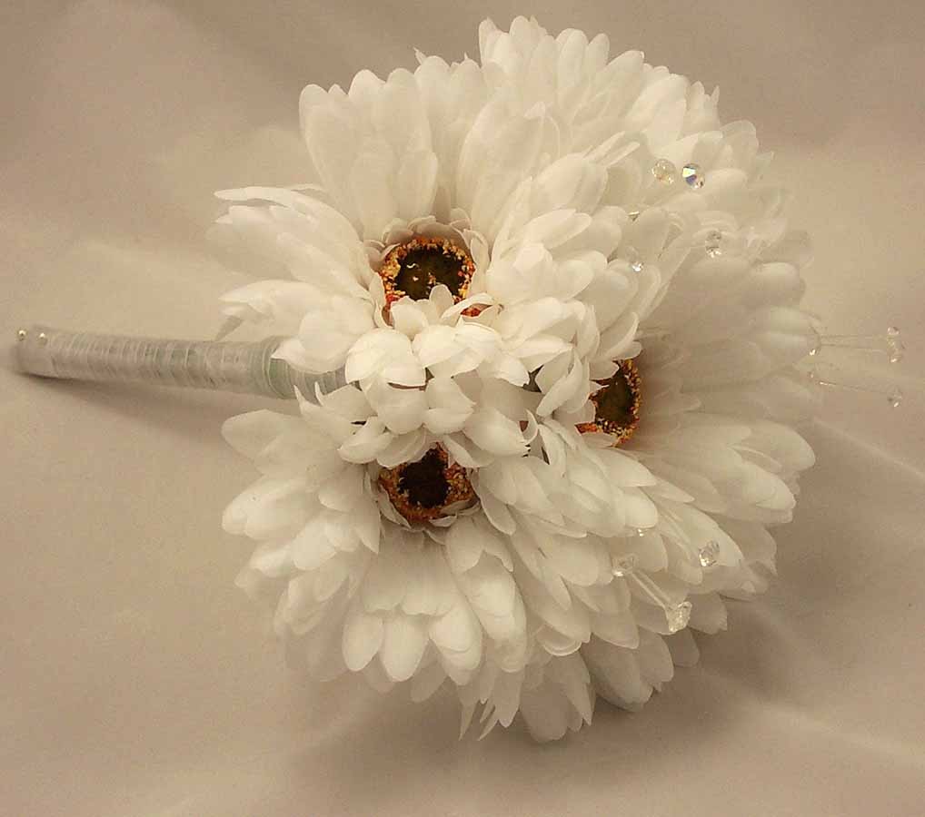 White Gerbera & Crystal Bridesmaid Bouquet