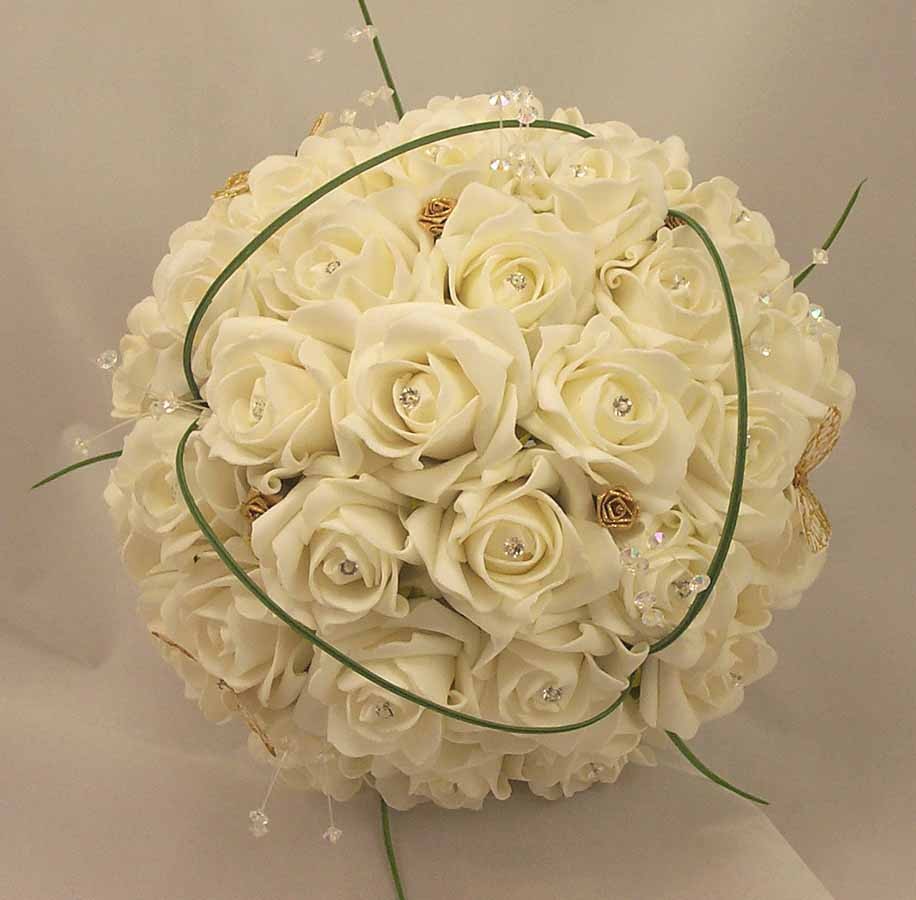 White Diamante Rose & Gold Butterfly Bouquet