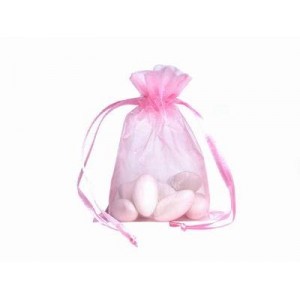 10 Pink Organza Wedding Favour Bags