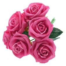 6 Luxury Cerise Pink Medium Roses