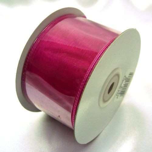 Cerise Pink Ribbon Wired Organza 50mm