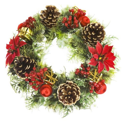 Luxury 11'' Red Poinsettia & Holly Christmas Wreath