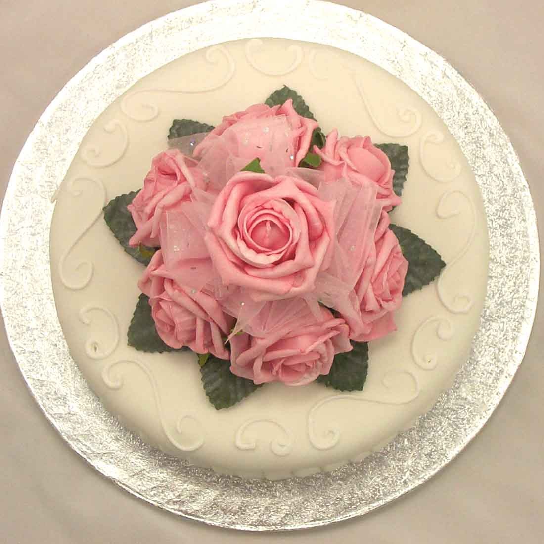 Pink Rose Organza Cake Topper