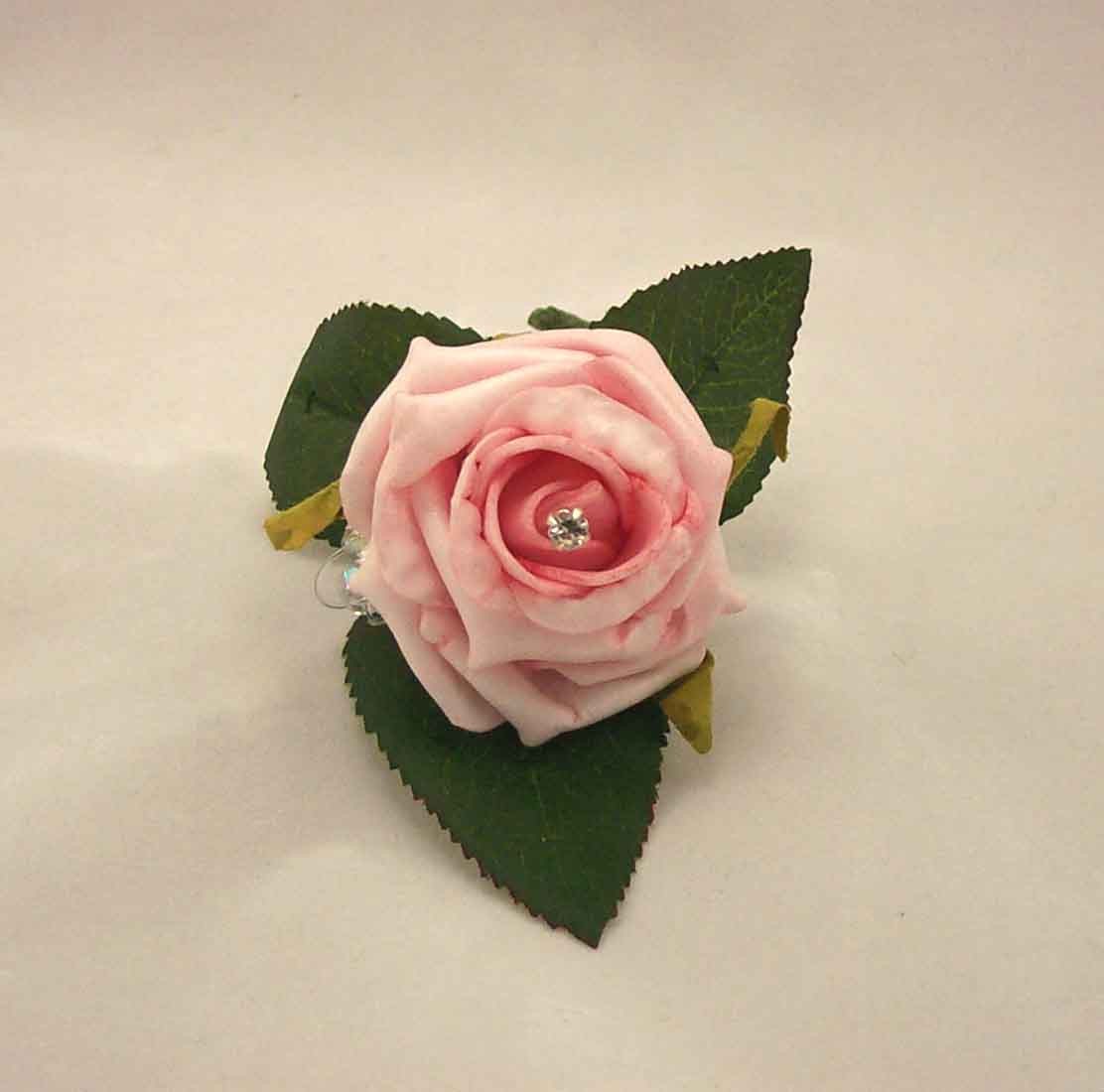 Pink Rose Diamante Buttonhole