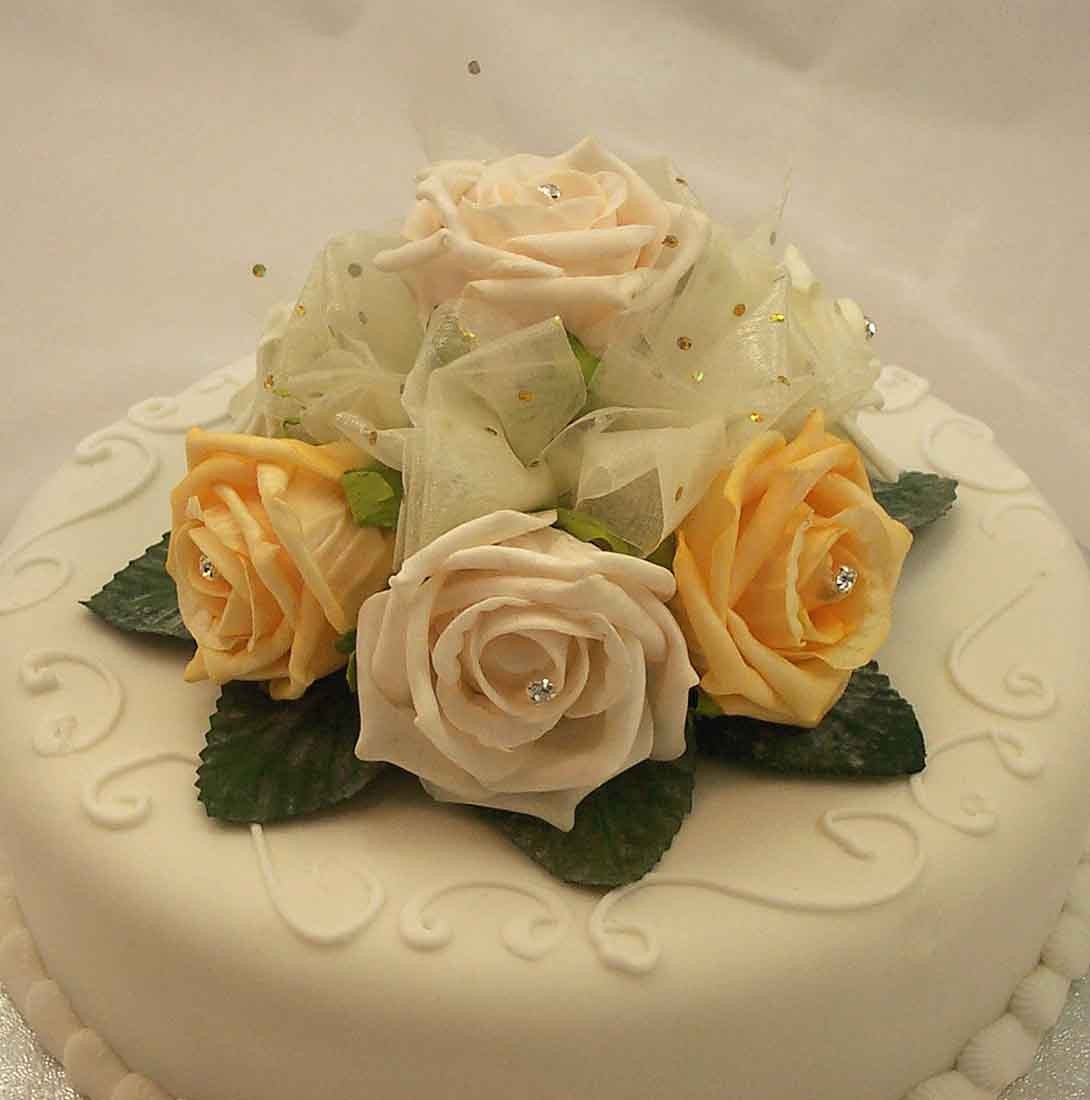 Cream & Gold Rose Diamante Cake Topper