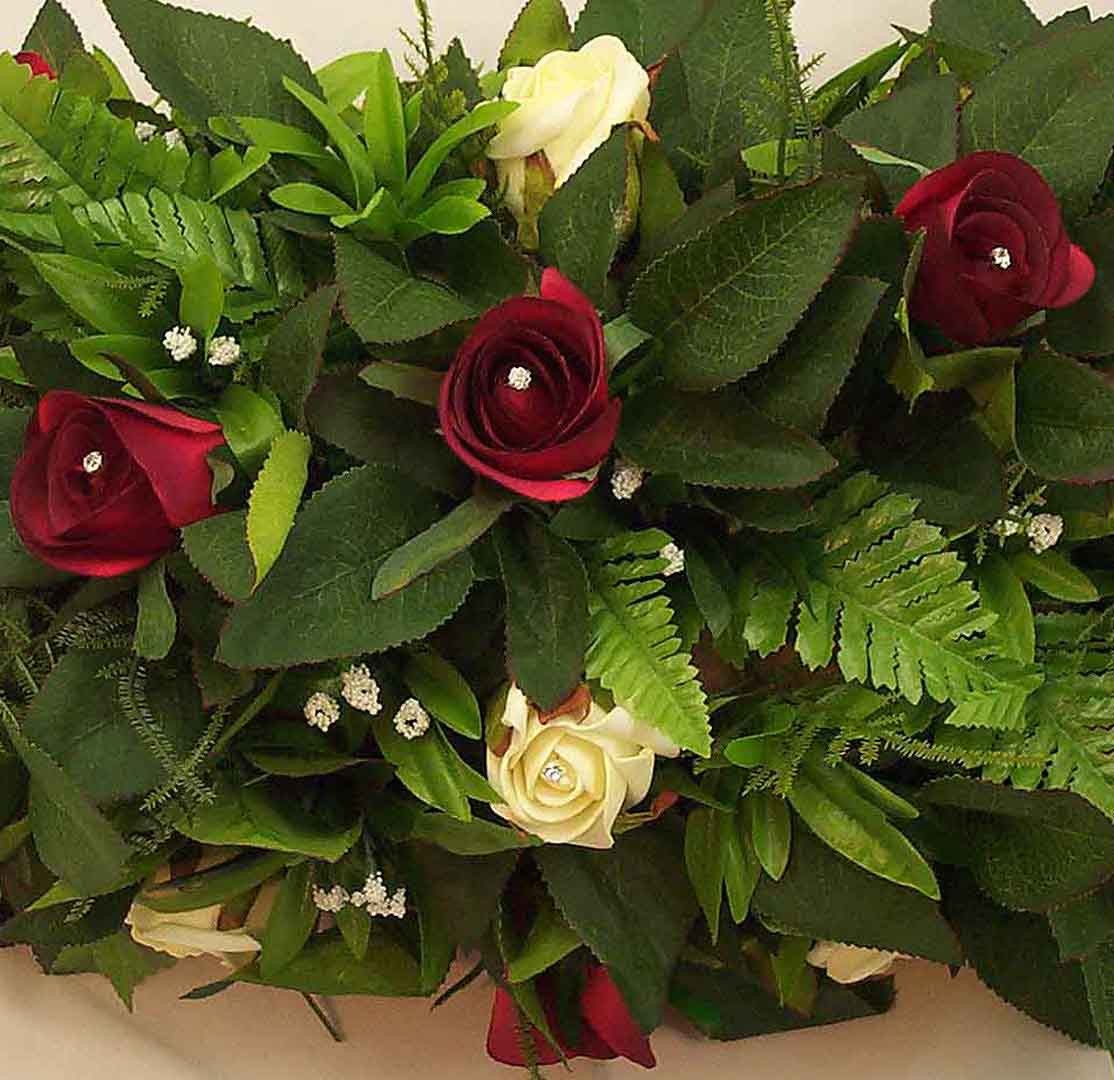 Ivory & Burgundy Rose Top Table Arrangement