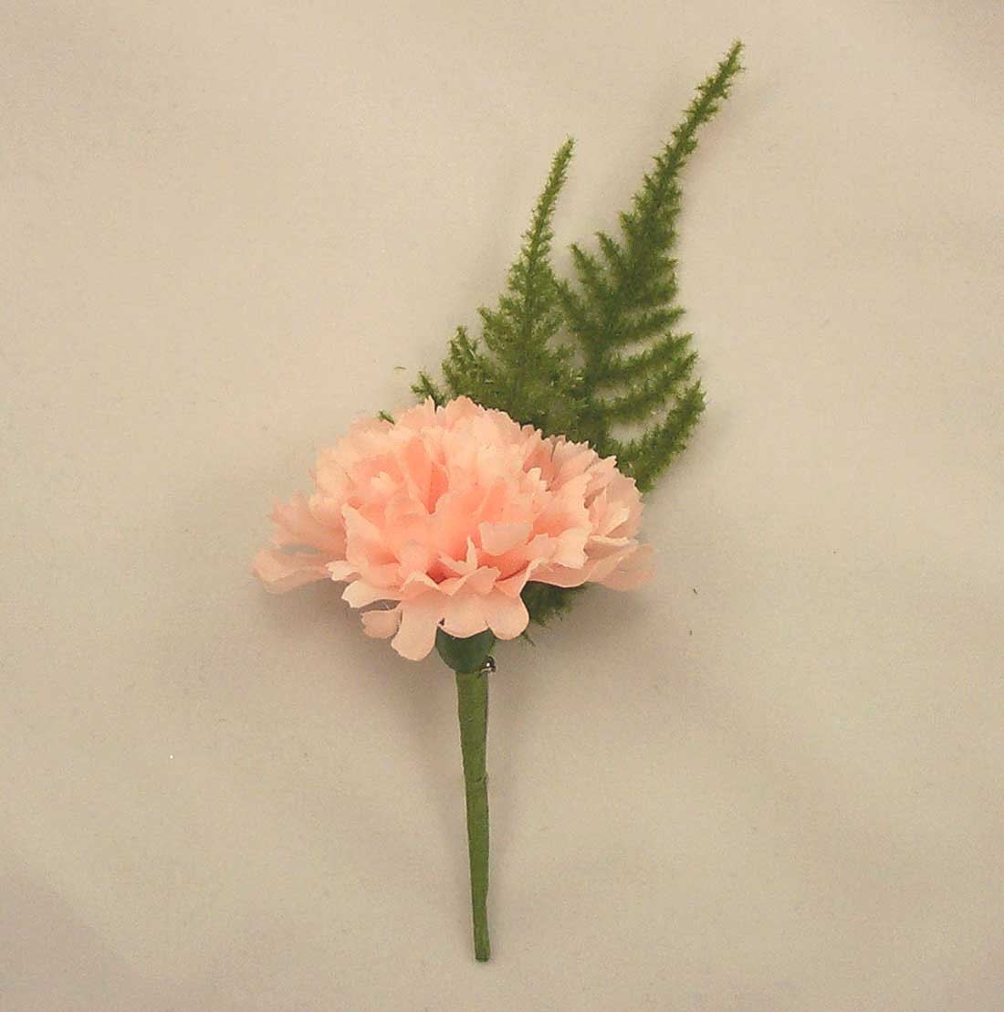 Peach Carnation Fern Buttonhole