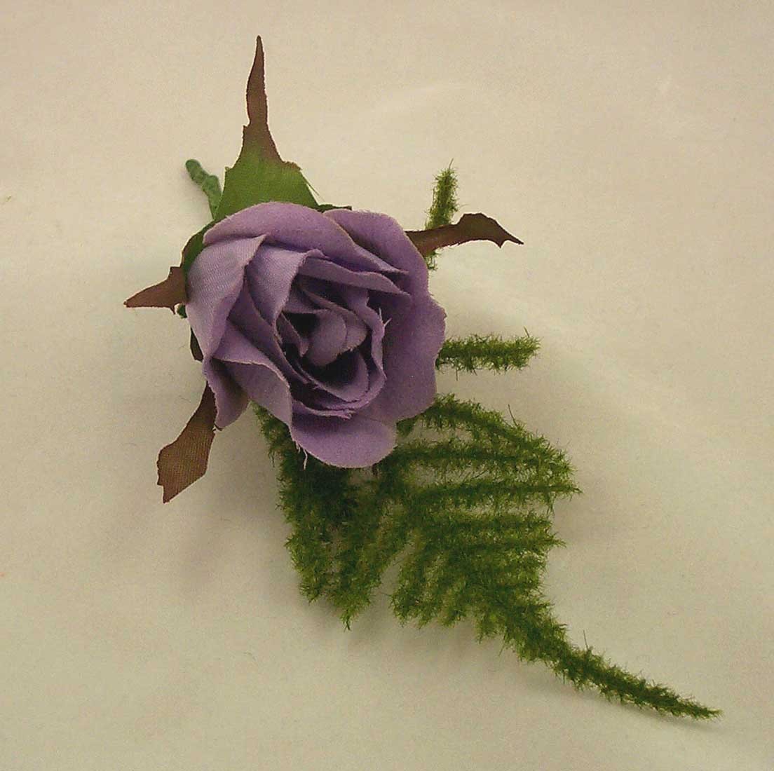 Lavender Rose Fern Buttonhole