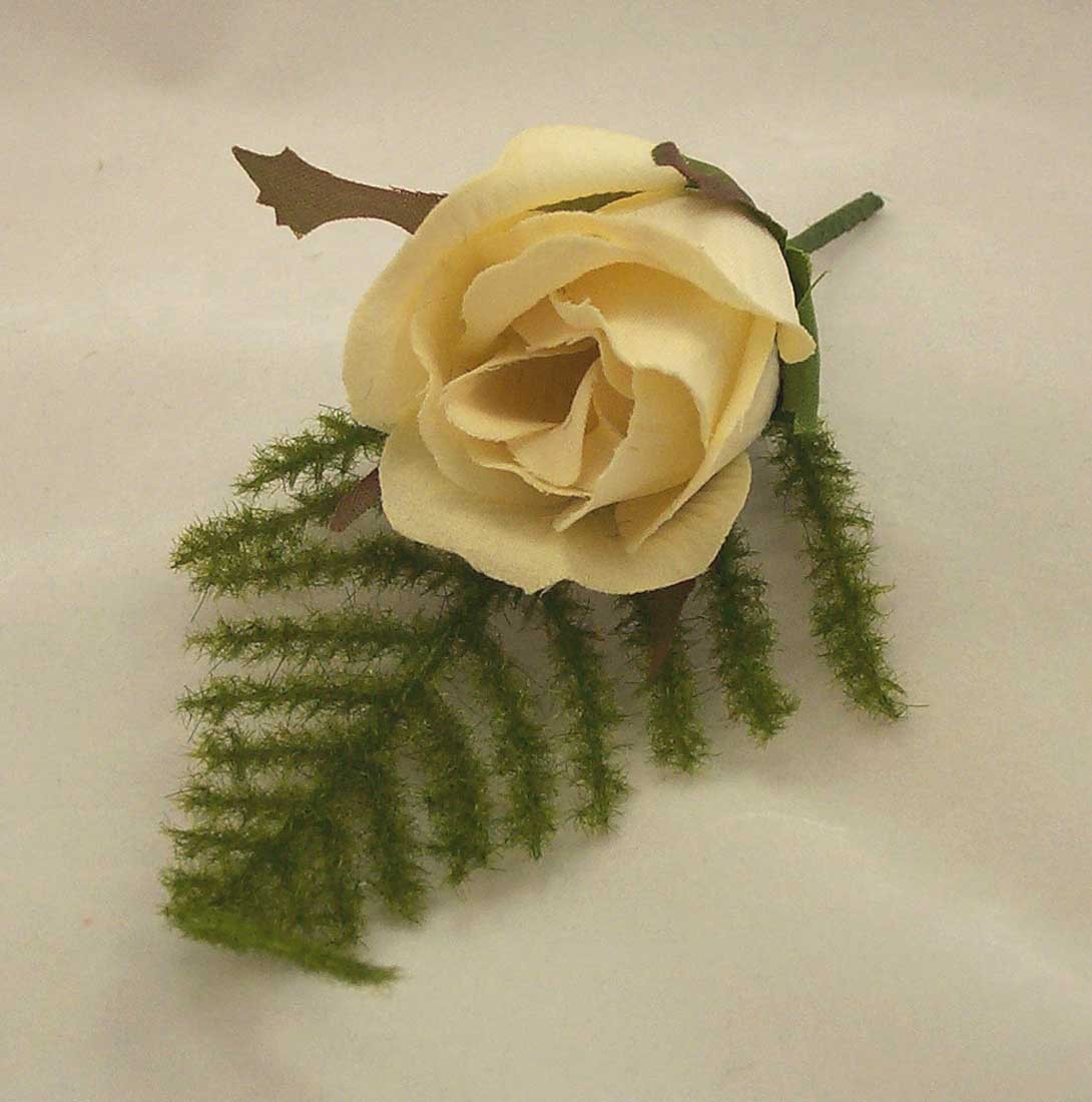 Ivory Rose Fern Buttonhole