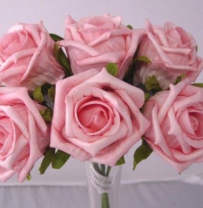 6 Luxury Pink Medium Roses