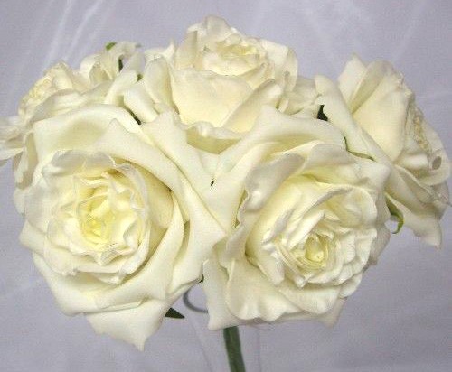 5 Luxury Open Ivory Roses
