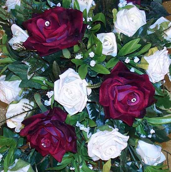Burgundy & Ivory Rose Shower Bouquet