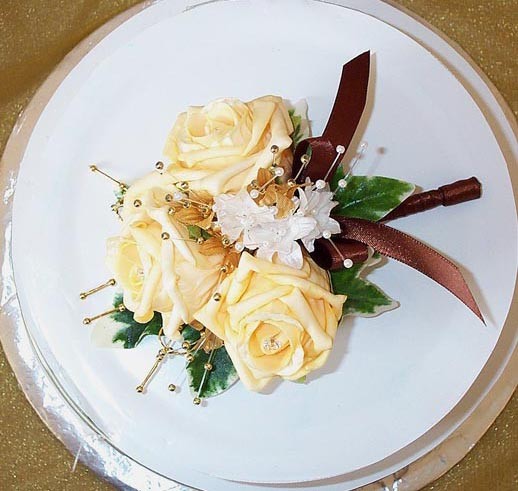 Gold Rose Corsage Cake Topper