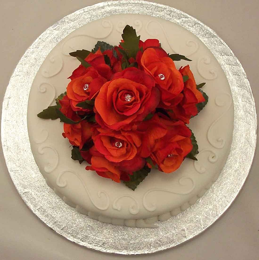 Orange Rose Luxury Diamante Cake Topper
