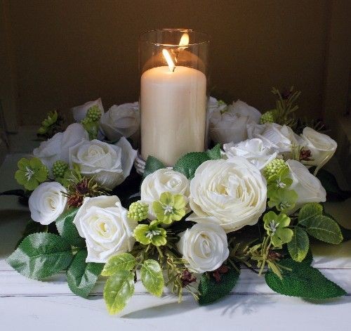 Cream Garden Rose Centerpiece Table Decoration