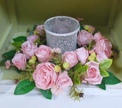 Pink Garden Rose Centerpiece Table Decoration