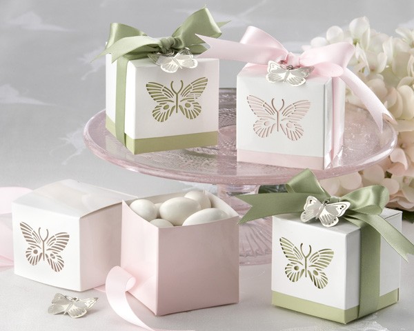 Butterflies Laser-Cut Favour Box - (Sage Green)