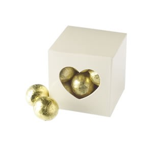 Clear Heart Favour Boxes - Ivory