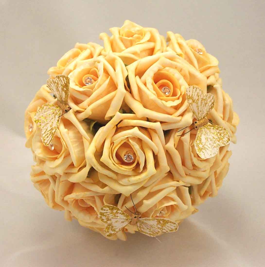 Gold Rose Diamante Butterfly Bouquet