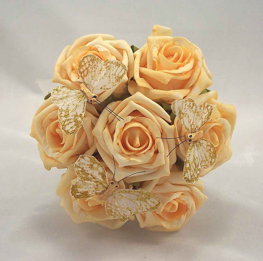 Gold Rose Diamante Butterfly Children's Posy