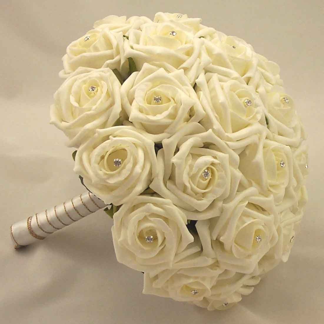 Ivory Rose Diamante Bridal Bouquet