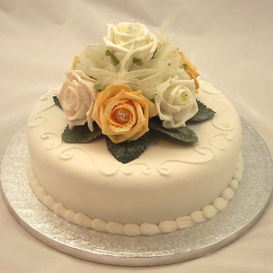 Ivory & Gold Rose Diamante Cake Topper