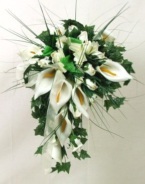 Ivory Cala Lily & Organza Ribbon Shower Bouquet
