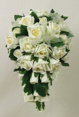 Cream Rose & Organza Ribbon Shower Bouquet