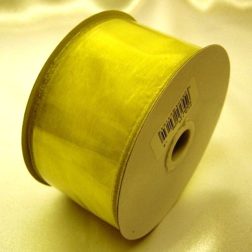 Lemon Ribbon Wired Organza 50mm