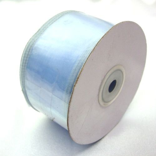 Light Blue Ribbon Wired Organza 50mm