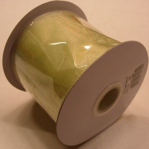 Light Green Ribbon Wired Organza 75mm