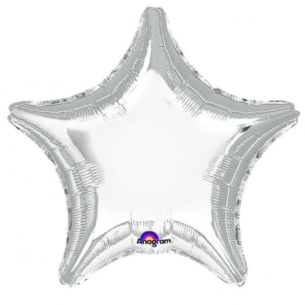 19'' Metallic Silver Star Foil Balloon