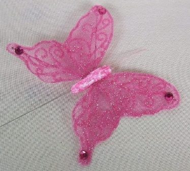 Pink Sheer Organza Butterflies