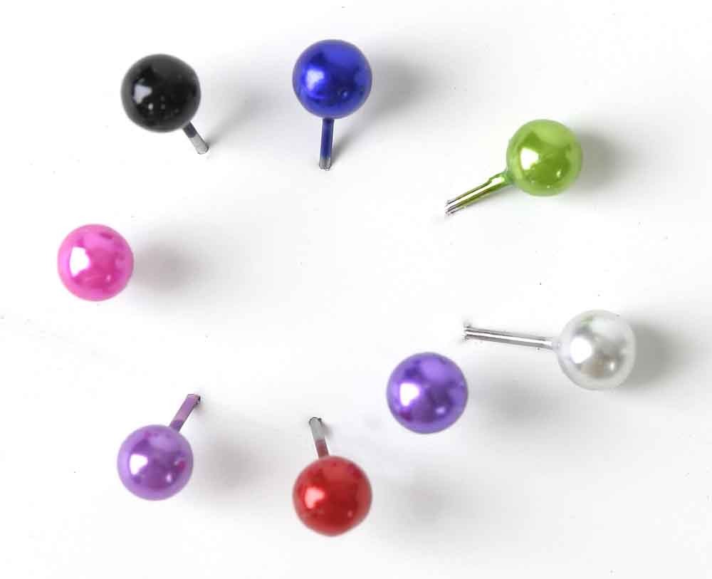 100 Red Round Headed Pearl Pins
