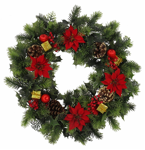 Luxury 18'' Red Poinsettia Christmas Wreath