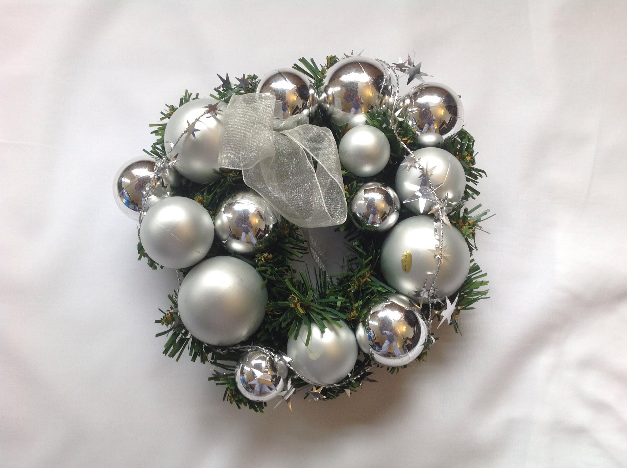 8'' Silver Bauble Festive Christmas Wreath