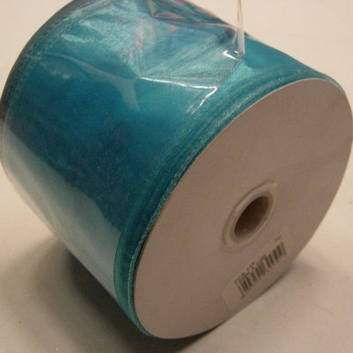 Turquoise / Aqua Ribbon Wired Organza 75mm