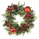 11'' Red Holly Fruit & Pine Cone Christmas Wreath