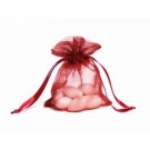 10 Burgundy Organza Wedding Favour Bags