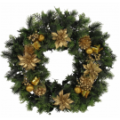 Luxury 18'' Gold Poinsettia Green Christmas Wreath