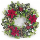 Luxury 18'' Red Poinsettia & Holly Christmas Wreath