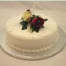Burgundy & Ivory Rose Corsage Cake Topper