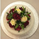 Ivory & Burgundy Rose Luxury Cake Topper