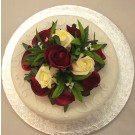 Ivory & Burgundy Rose Luxury Cake Topper